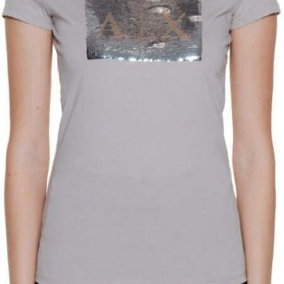 Womens Cotton T-Shirt Slim Fit Rhinestone Logo Crewneck Casual Top Large - Picture 1 of 3